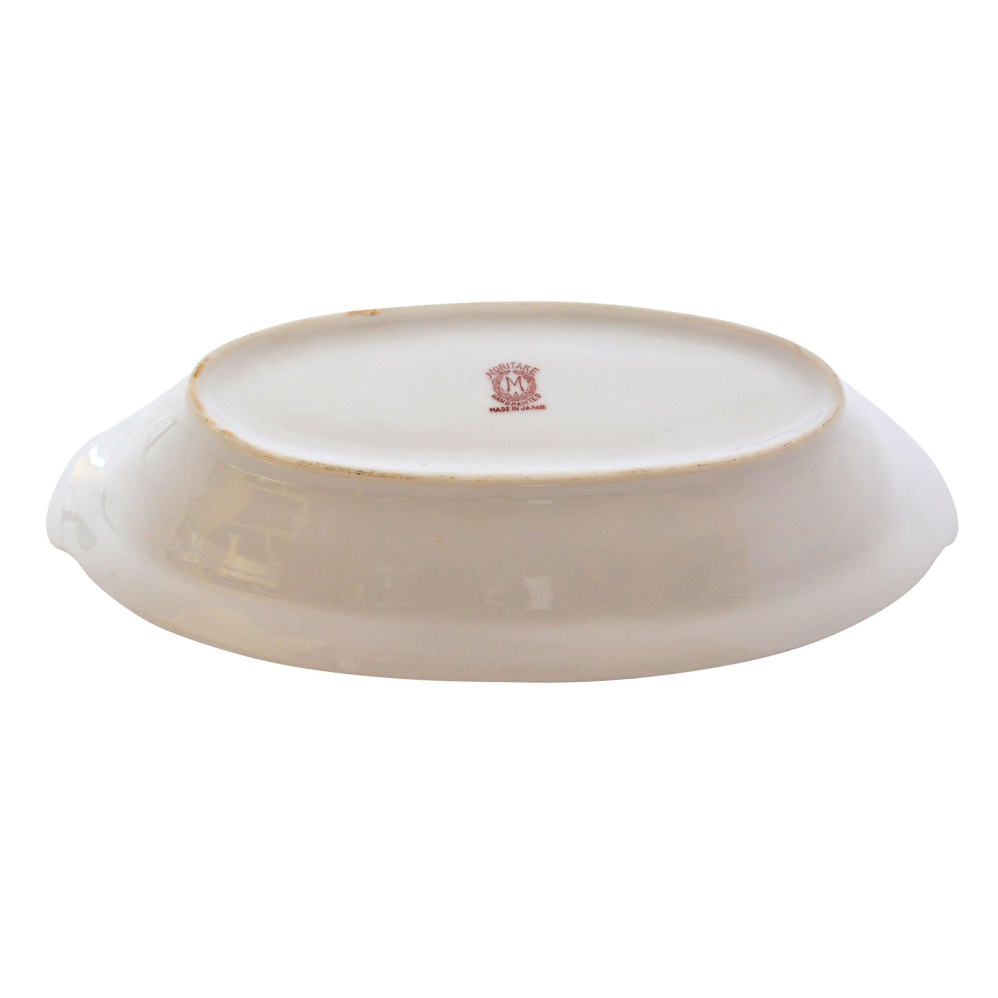 Hand-Painted Noritake Oblong Hand Painted Bowl with Floral Center Design