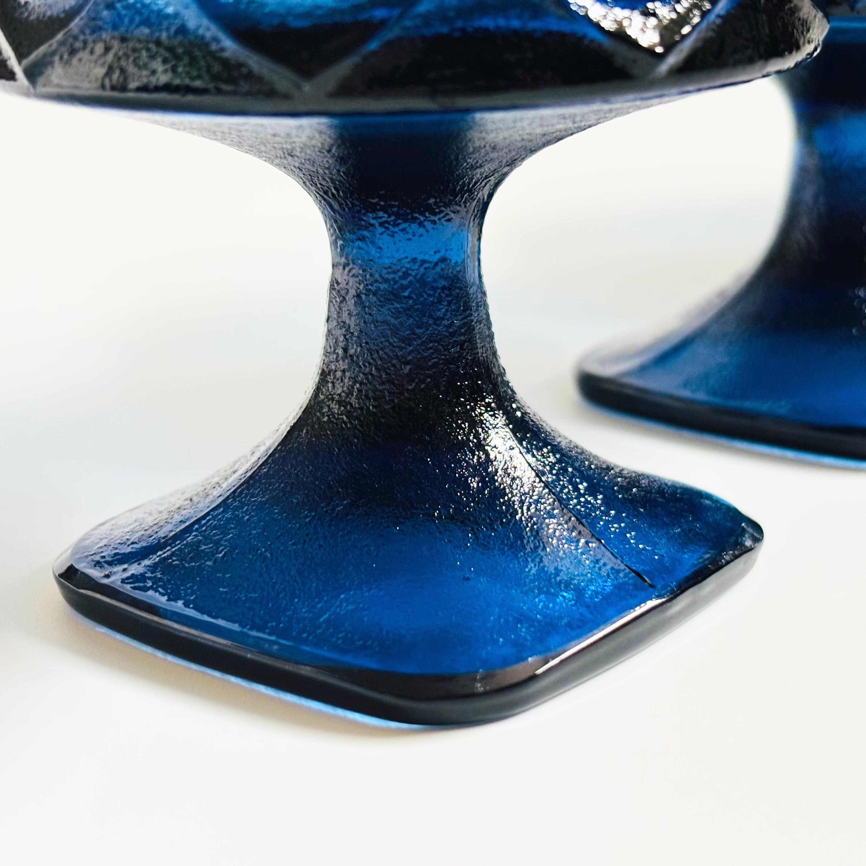 Late 20th Century Noritake Spotlight Blue Coupe Glasses - Set of 4 For Sale