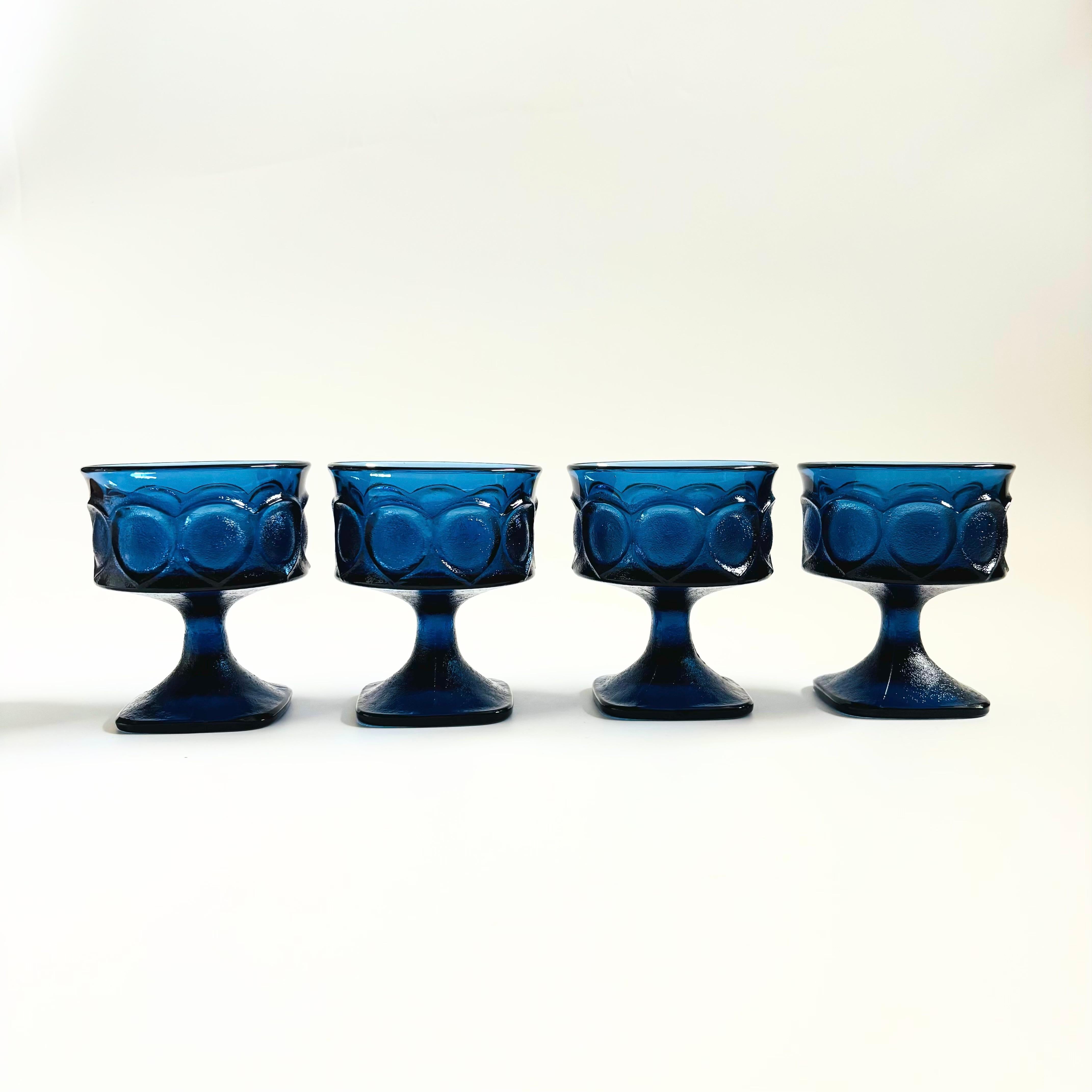 Noritake Spotlight Blue Coupe Glasses - Set of 4 For Sale 1