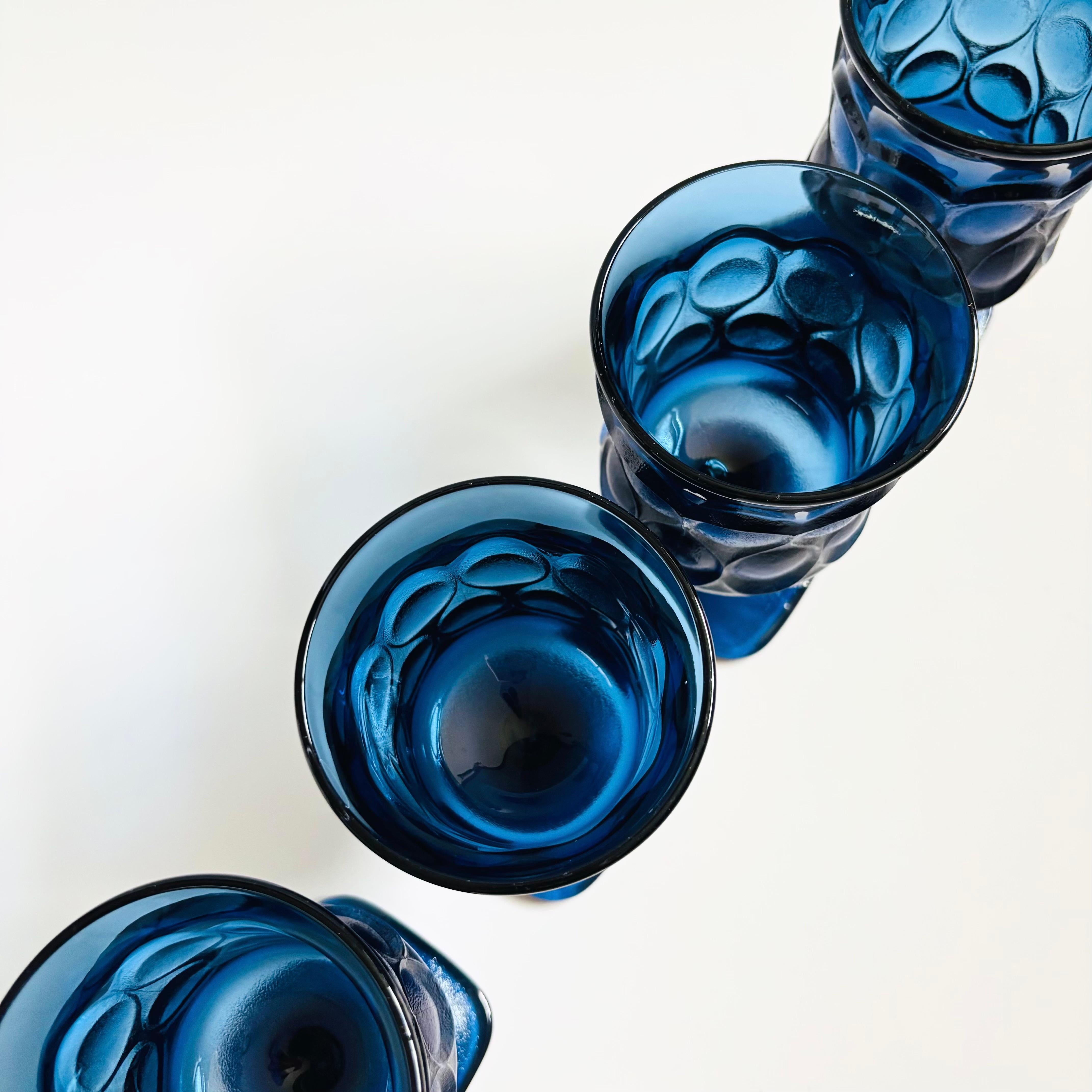 Noritake Spotlight Blue Large Goblets - Set of 4 (Moderne der Mitte des Jahrhunderts) im Angebot