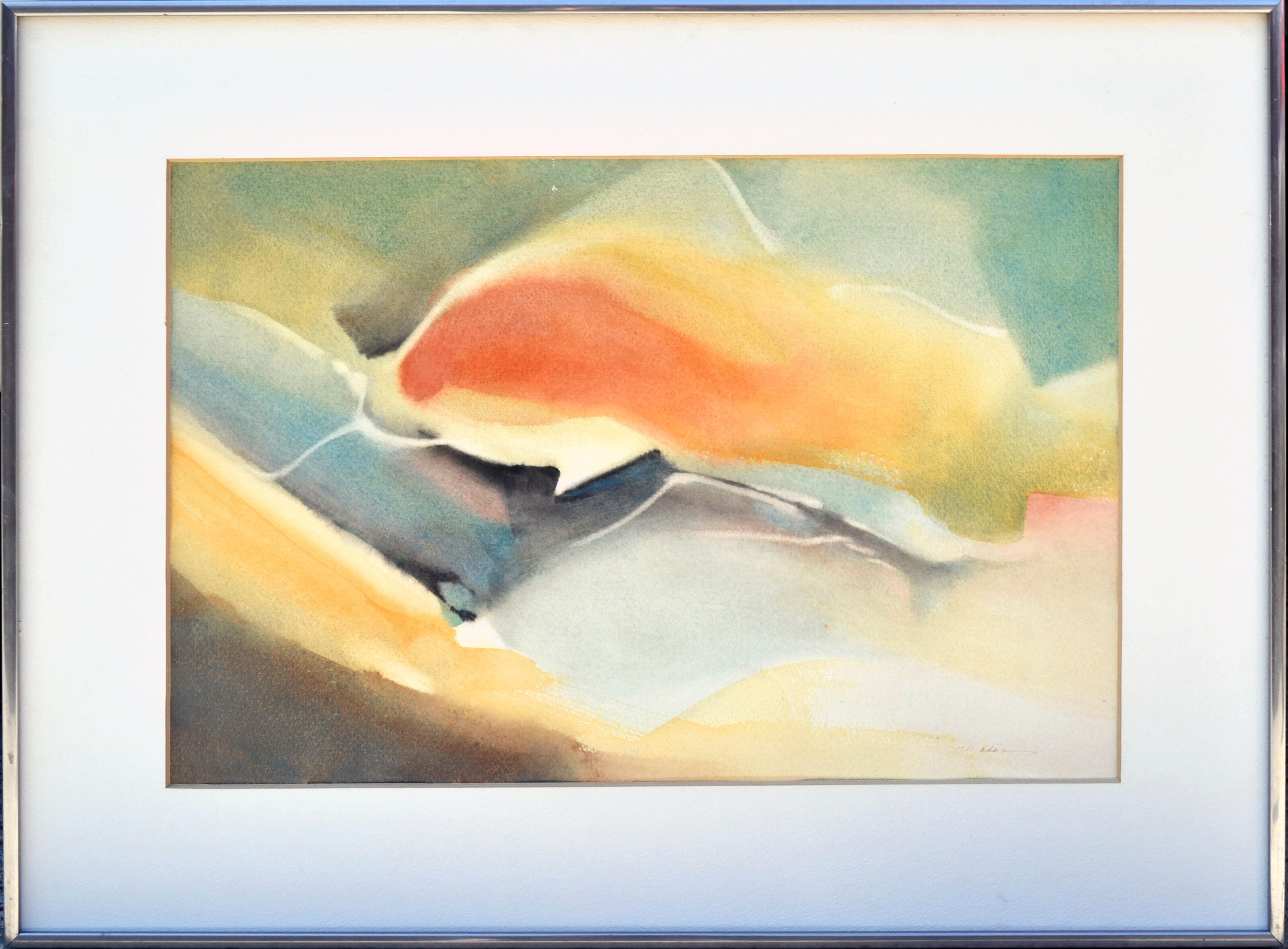 Figurative Painting Norma Auer Adams - Abstraction du poisson rouge - Aquarelle originale