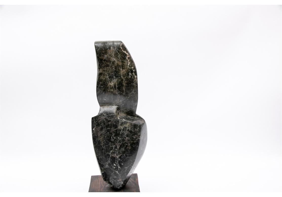 Mid-Century Modern Norma B. Flanagan Carved Gray-Black Stone Abstract Figure For Sale