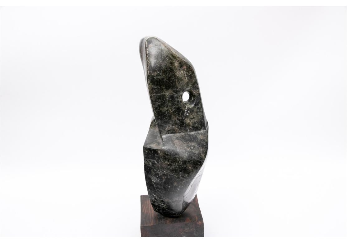 American Norma B. Flanagan Carved Gray-Black Stone Abstract Figure For Sale