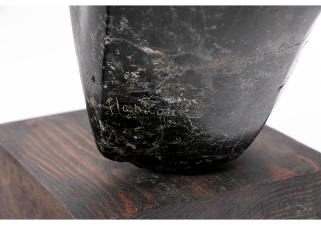 20th Century Norma B. Flanagan Carved Gray-Black Stone Abstract Figure For Sale