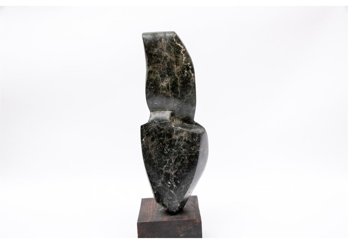 Norma B. Flanagan Carved Gray-Black Stone Abstract Figure For Sale 1