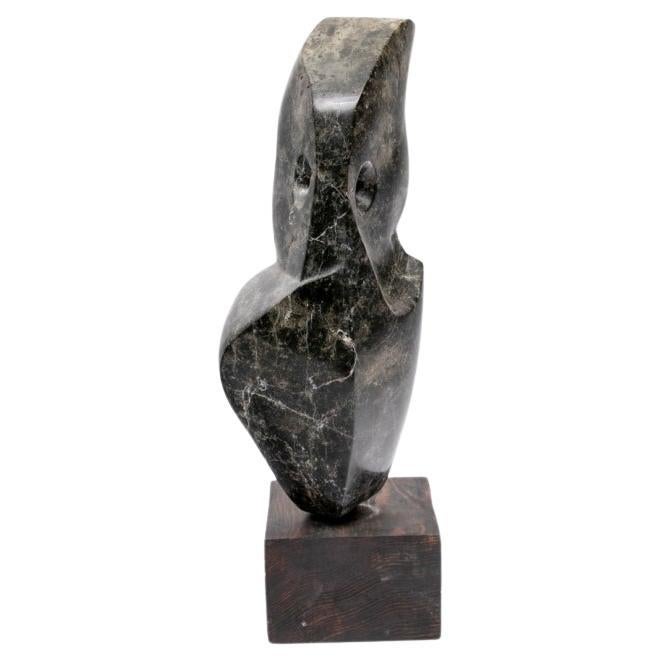 Norma B. Flanagan Carved Gray-Black Stone Abstract Figure