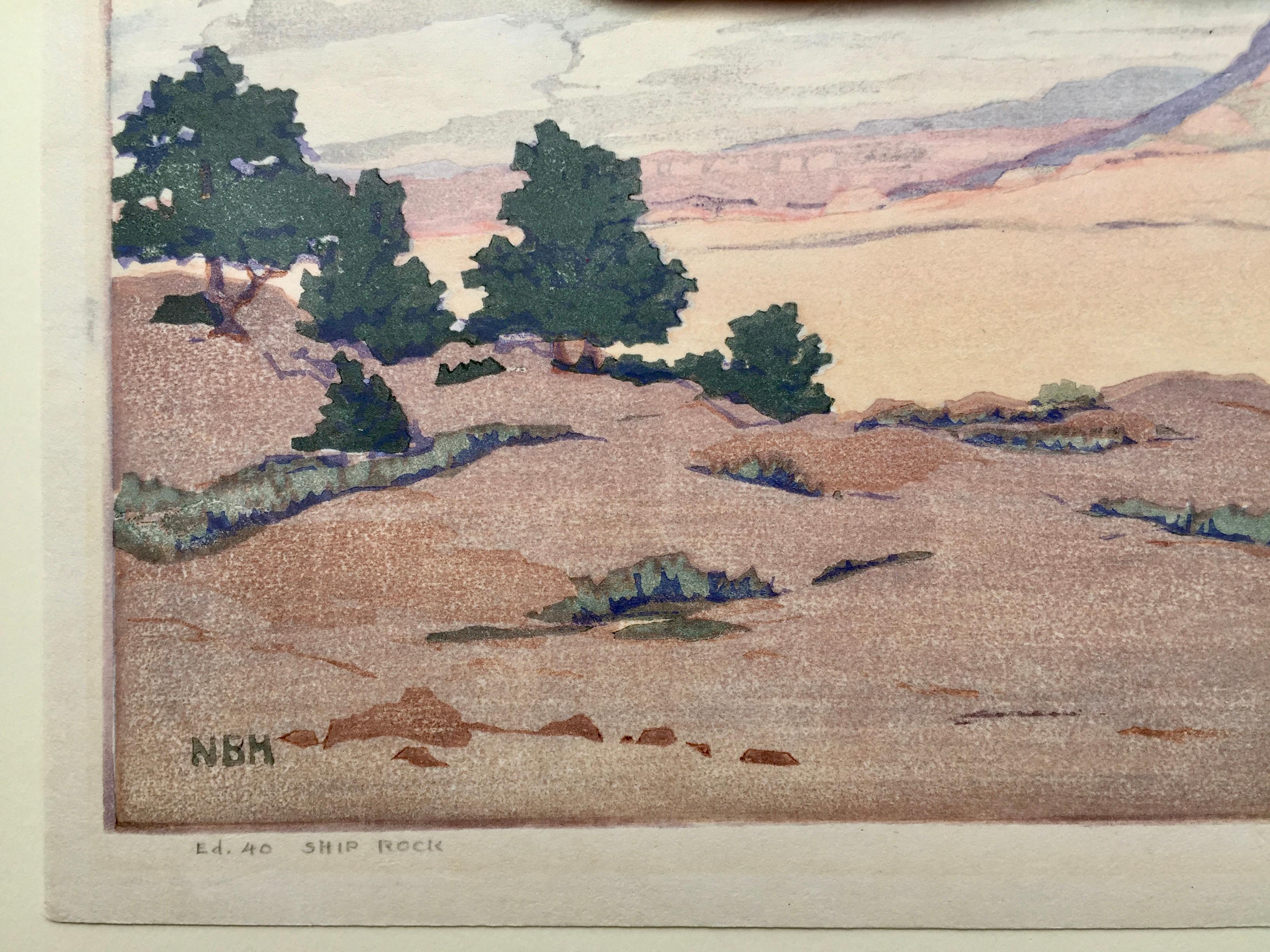 Schiffsschiffsrock (Grau), Landscape Print, von Norma Bassett Hall