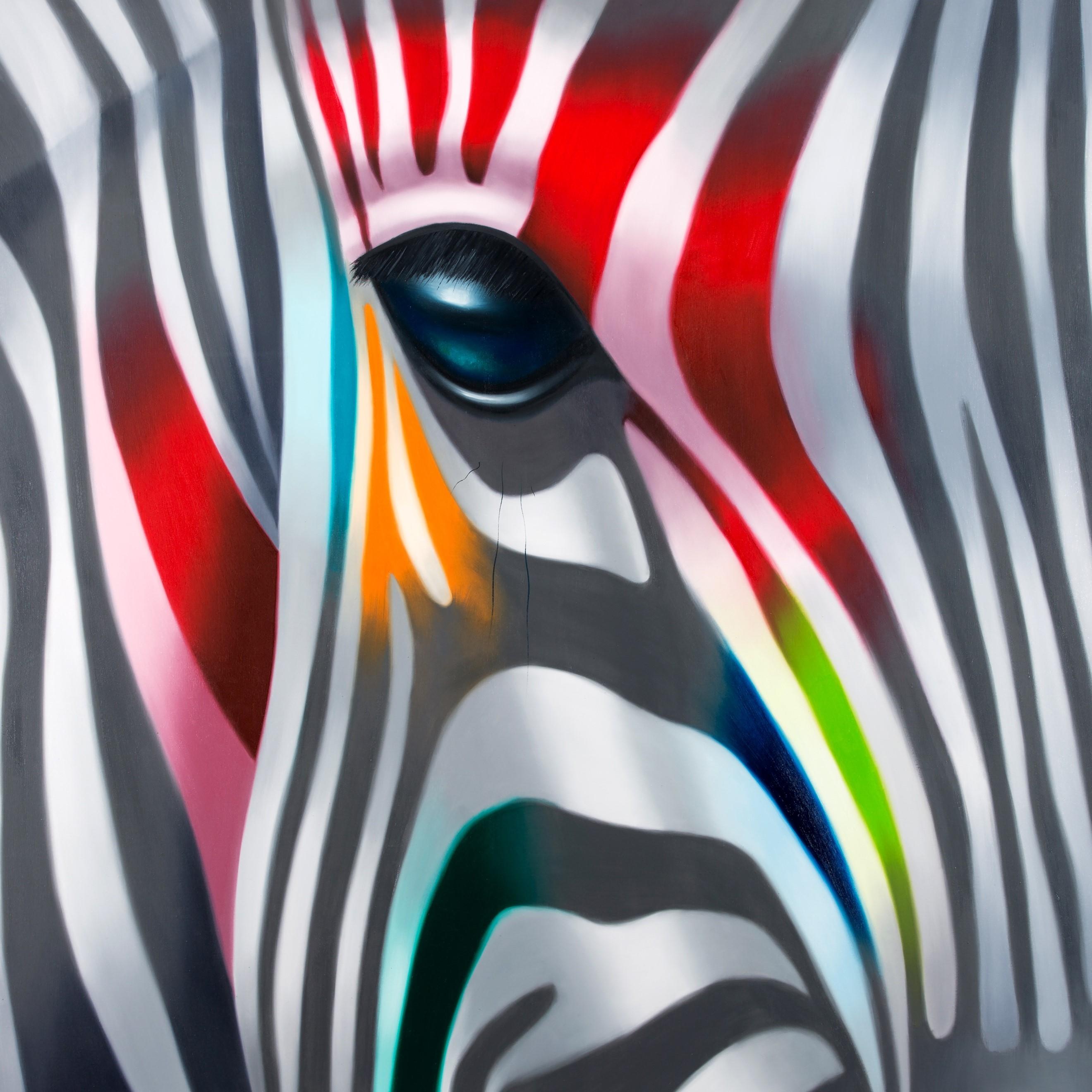 Norma Bessières Animal Painting - Zebra Globe Trotter