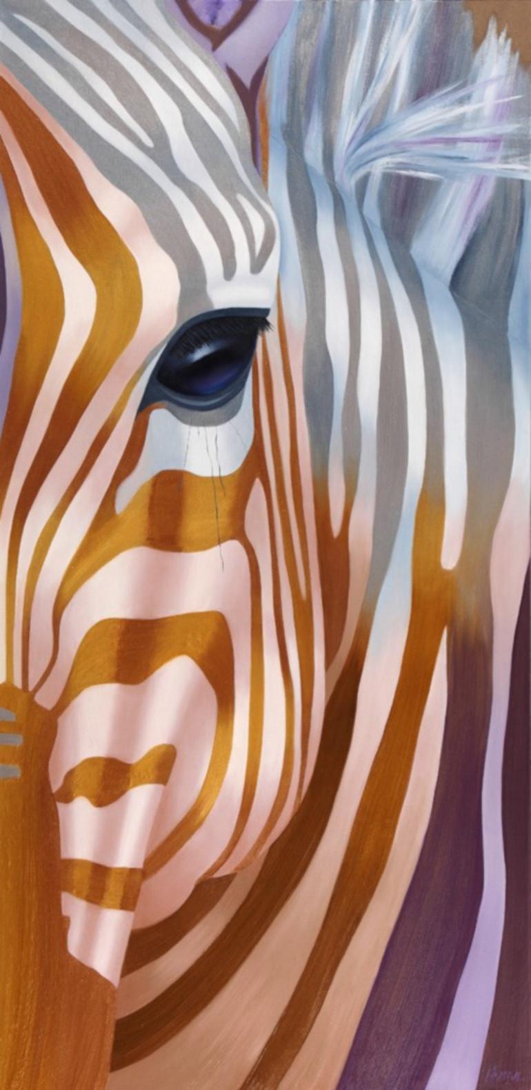 Norma Bessières Animal Painting - Zebra Golden Boy