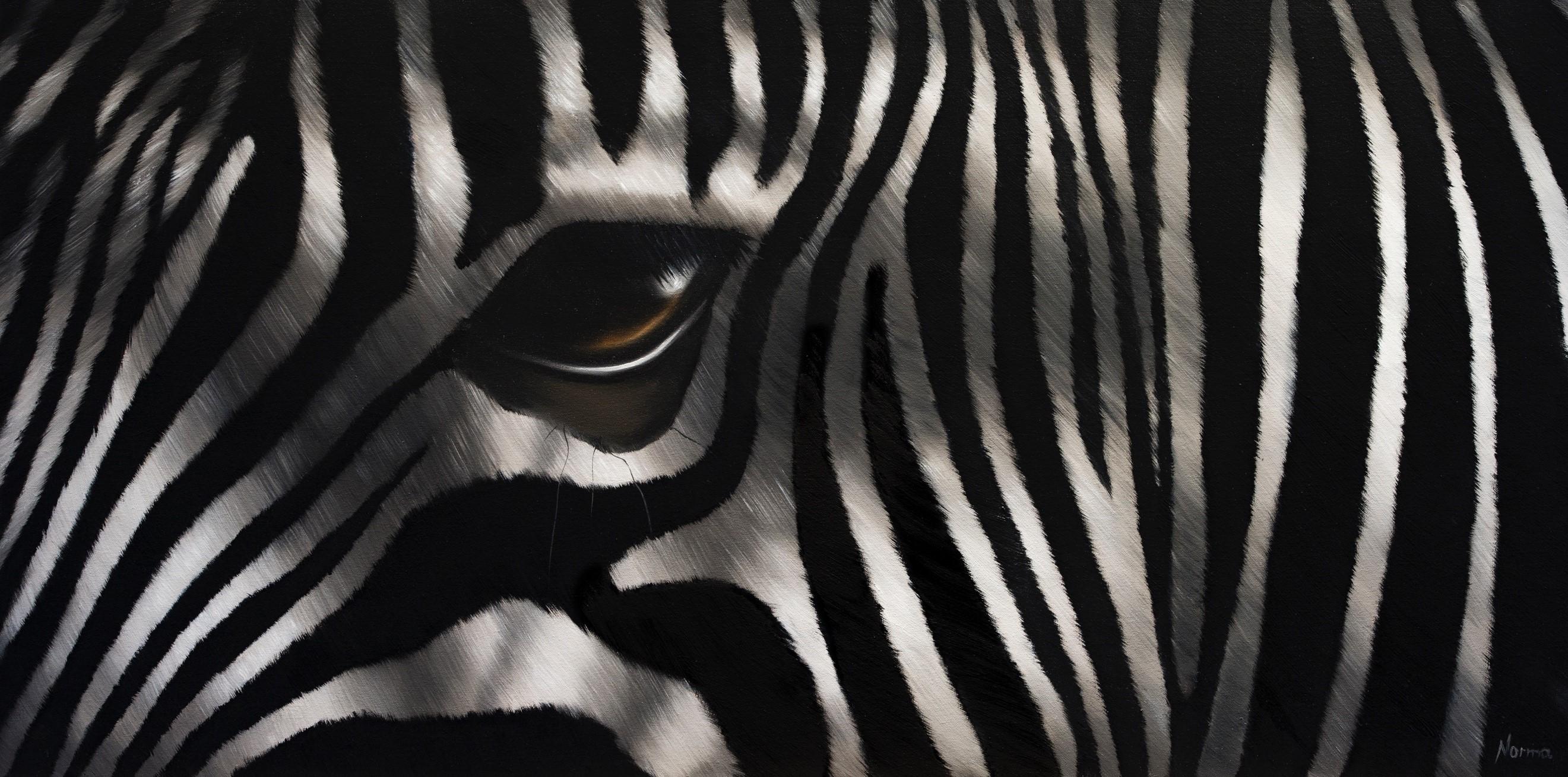 Zebra Attentif - Painting by Norma Bessières