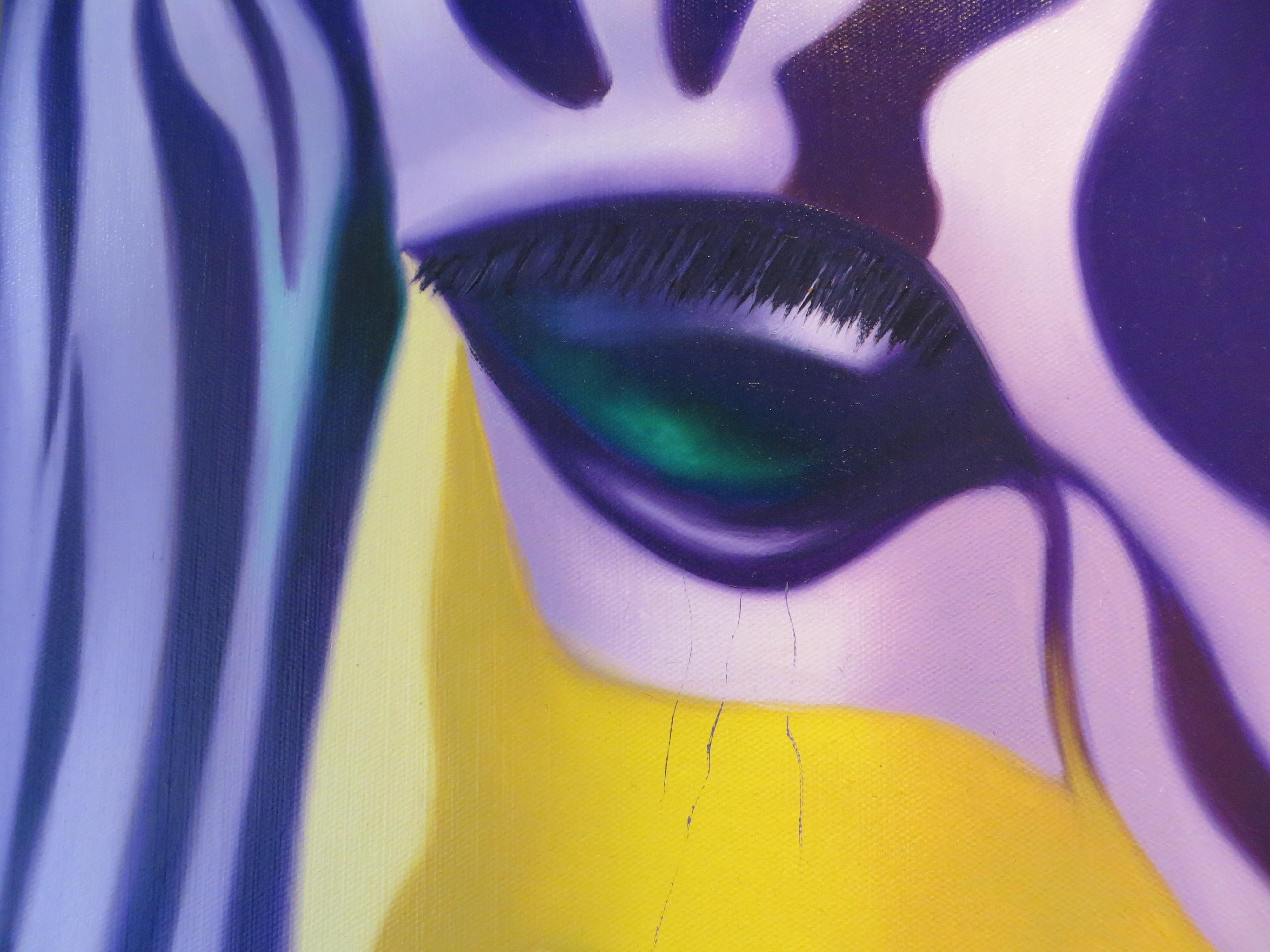 Zebre Turchese - Animal Painting Blu di Norma Bessières