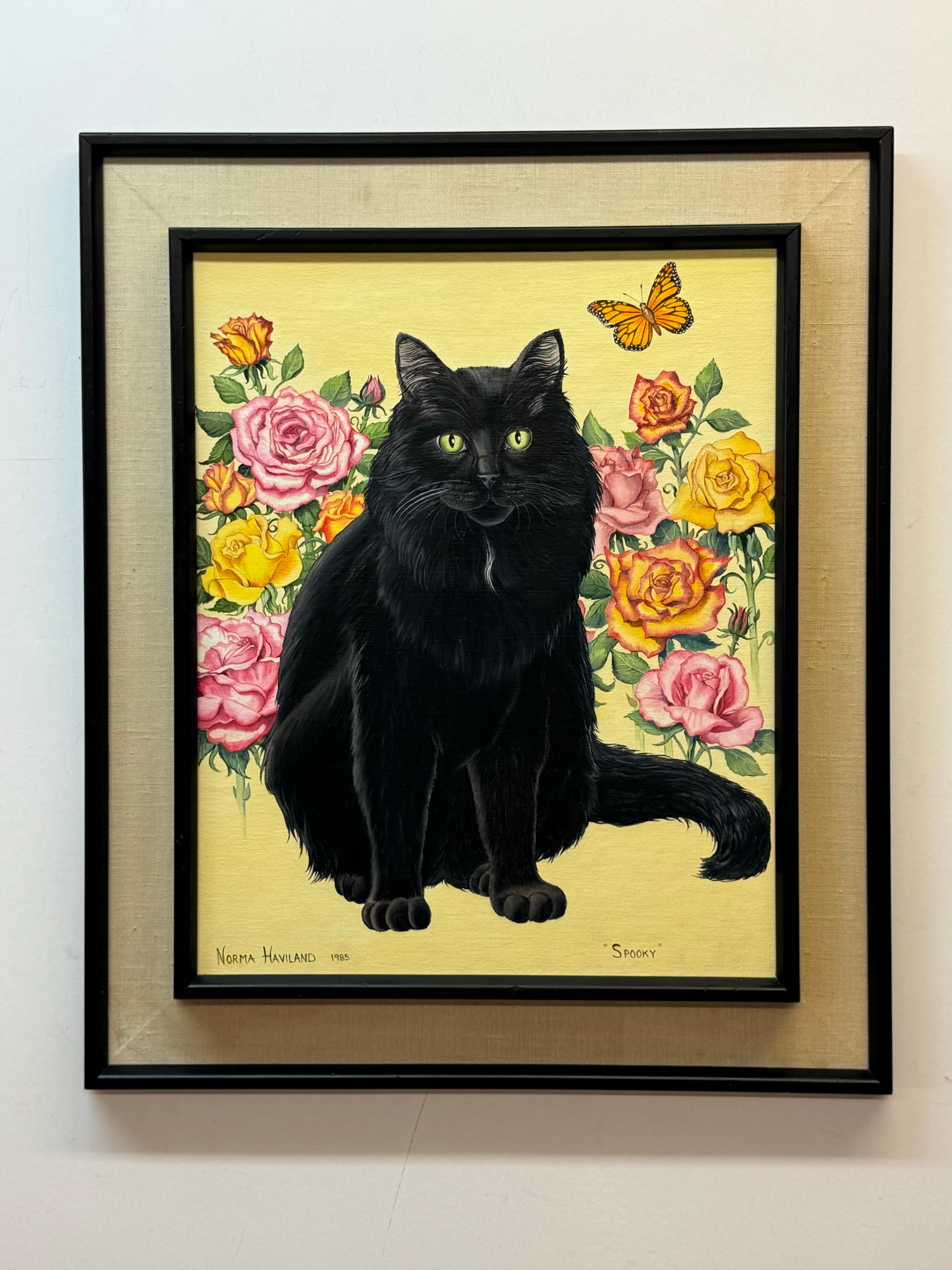 Norma Haviland  Animal Painting - "Spooky" Black cat illustration painted by Walt Disney Studios artist