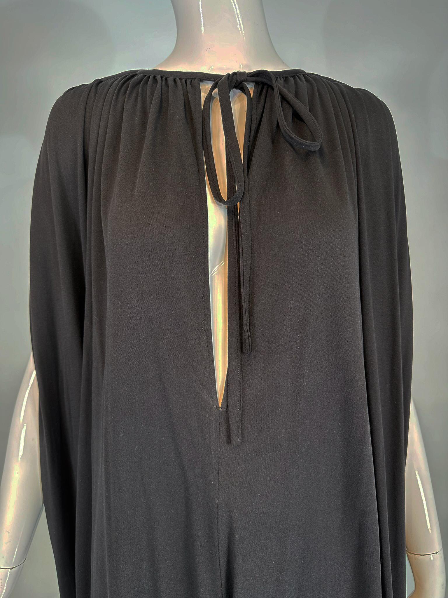 Norma Kamali 1980s Balloon/Leggins Plunge Neck Black Jersey Jumpsuit OSFM For Sale 9