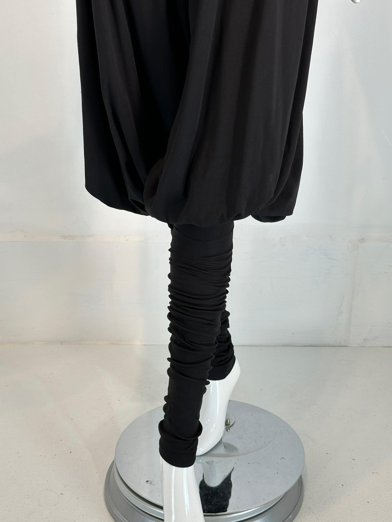 Norma Kamali 1980s Balloon/Leggins Plunge Neck Black Jersey Jumpsuit OSFM For Sale 11