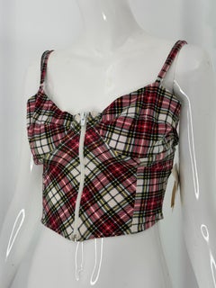 Norma Kamali 1980s Exklusive Collection für Bloomingdale's Kariertes Korsett-Bustier