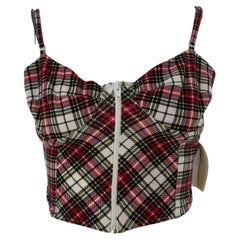Norma Kamali 1980s Exklusive Collection für Bloomingdale's Kariertes Korsett-Bustier
