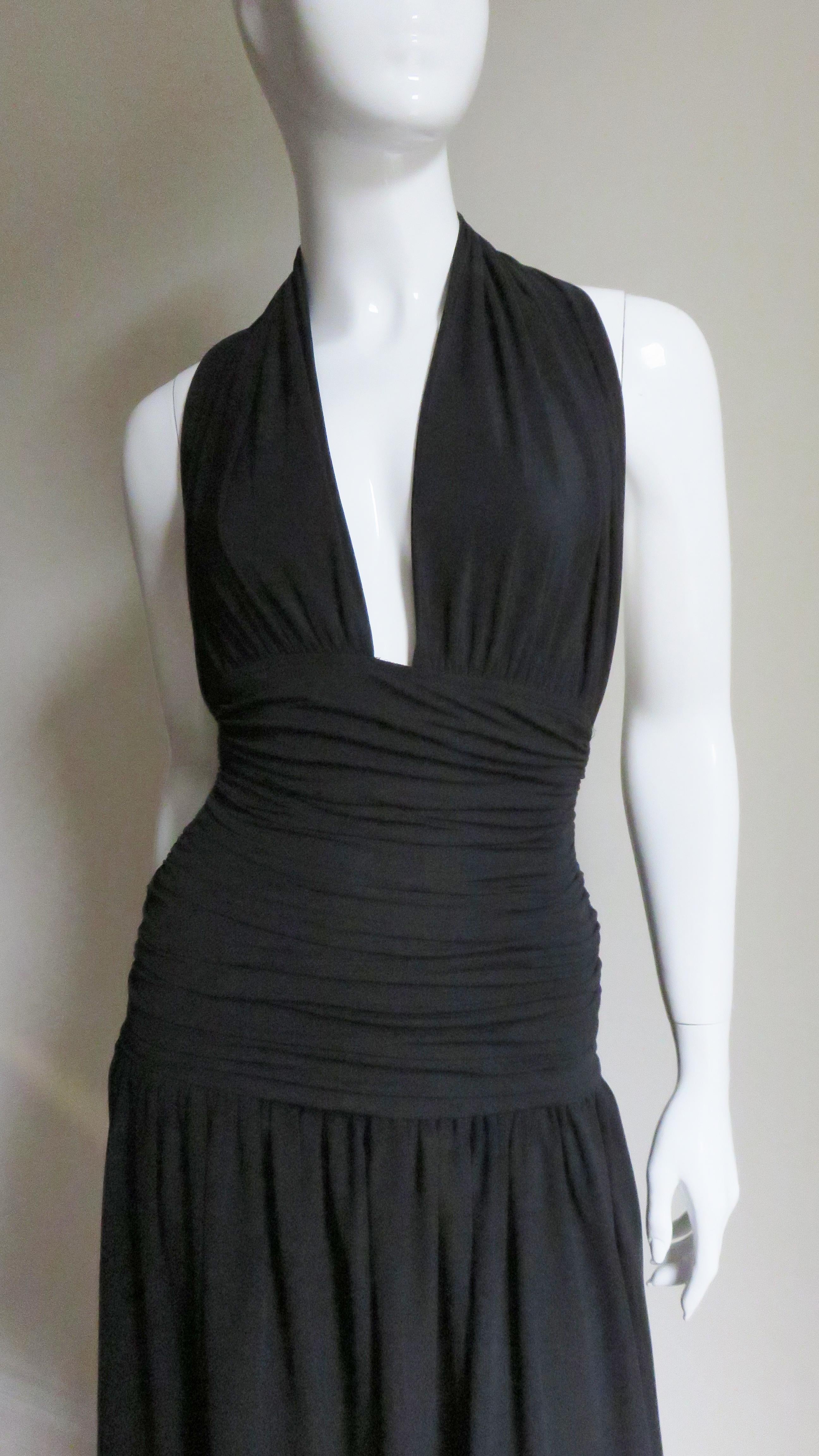 Norma Kamali Ruched Halter Dress 1980s In Good Condition In Water Mill, NY