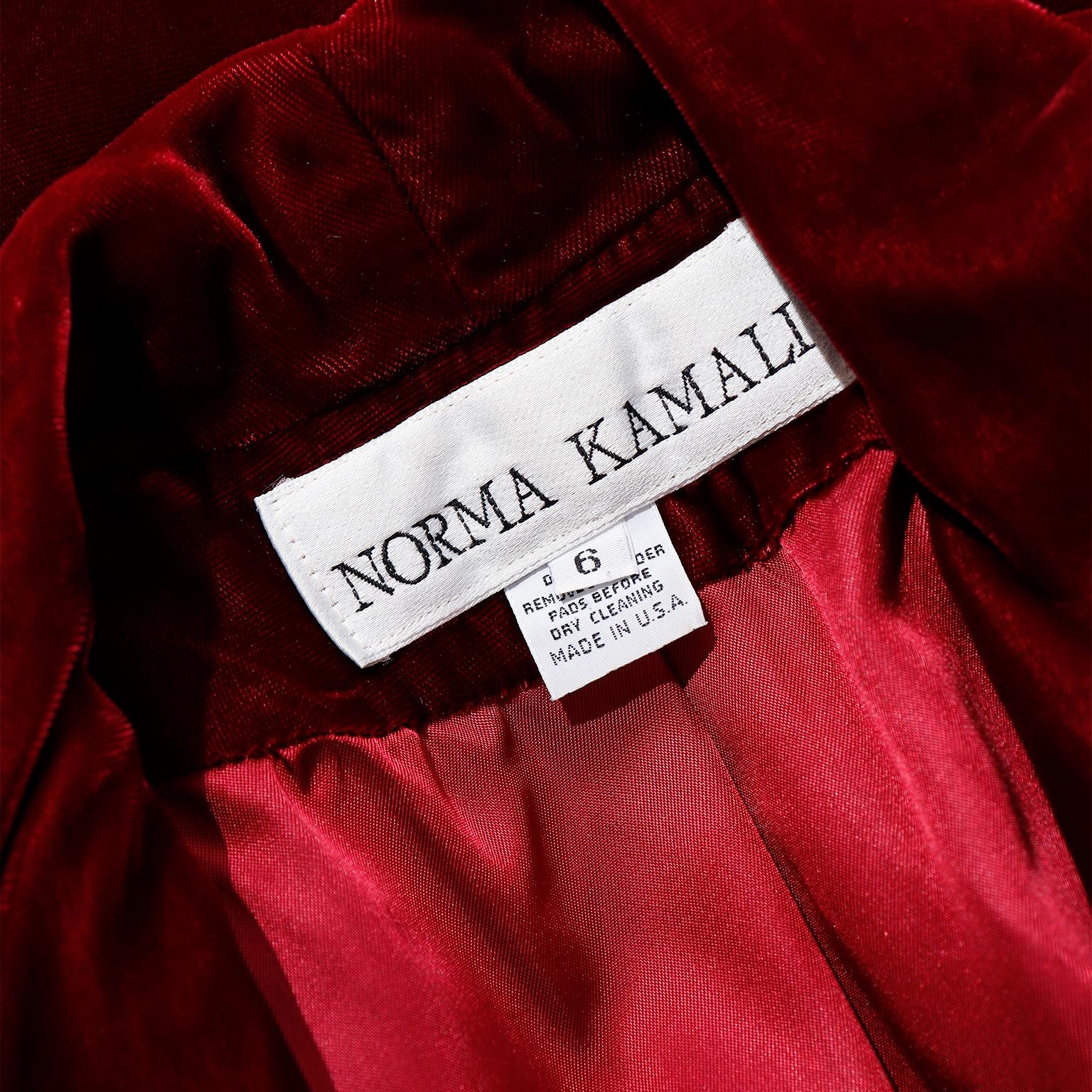 Norma Kamali 1980s Vintage Red Velvet Victorian Inspired Cropped Jacket Top 1