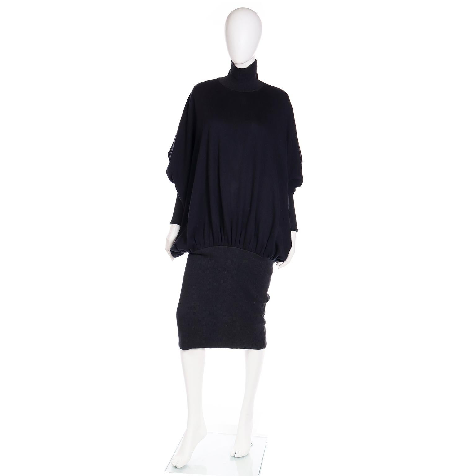 This vintage 1985 Norma Kamali sweatshirt fabric day dress is an important iconic design of Kamali's. Norma Kamali was the first American designer to design high fashion 