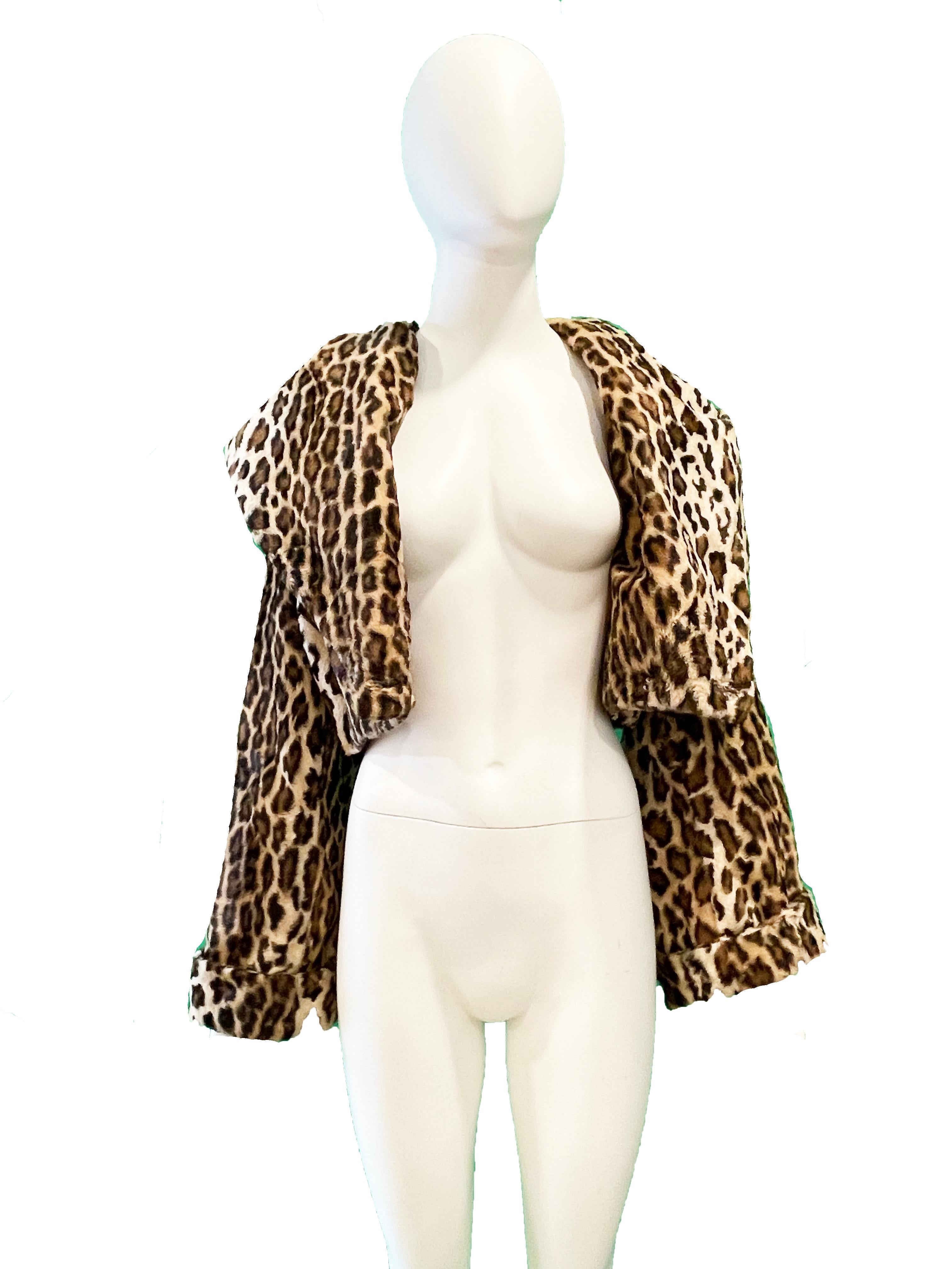 Norma Kamali Animal Print Hooded Faux Fur Jacket
Size S/ M 
Shawl collar or hood
38