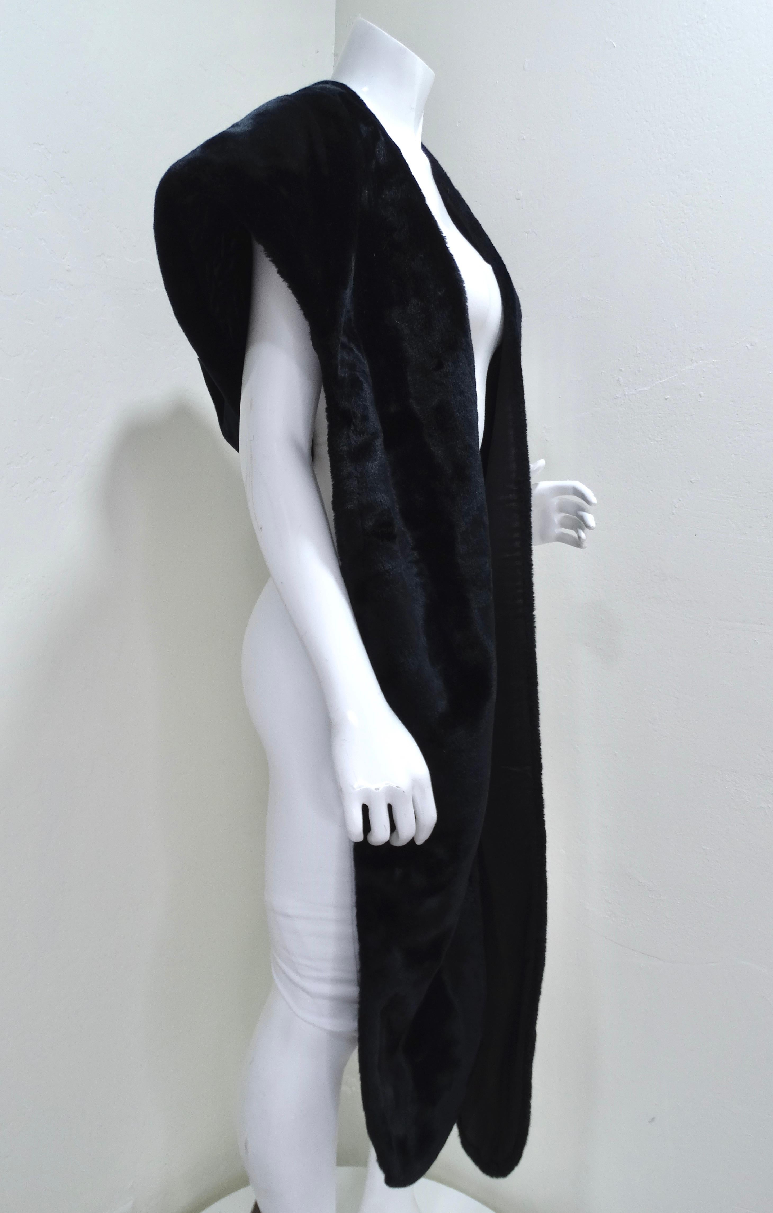 Black Norma Kamali Avant-Garde Faux Fur Shawl For Sale