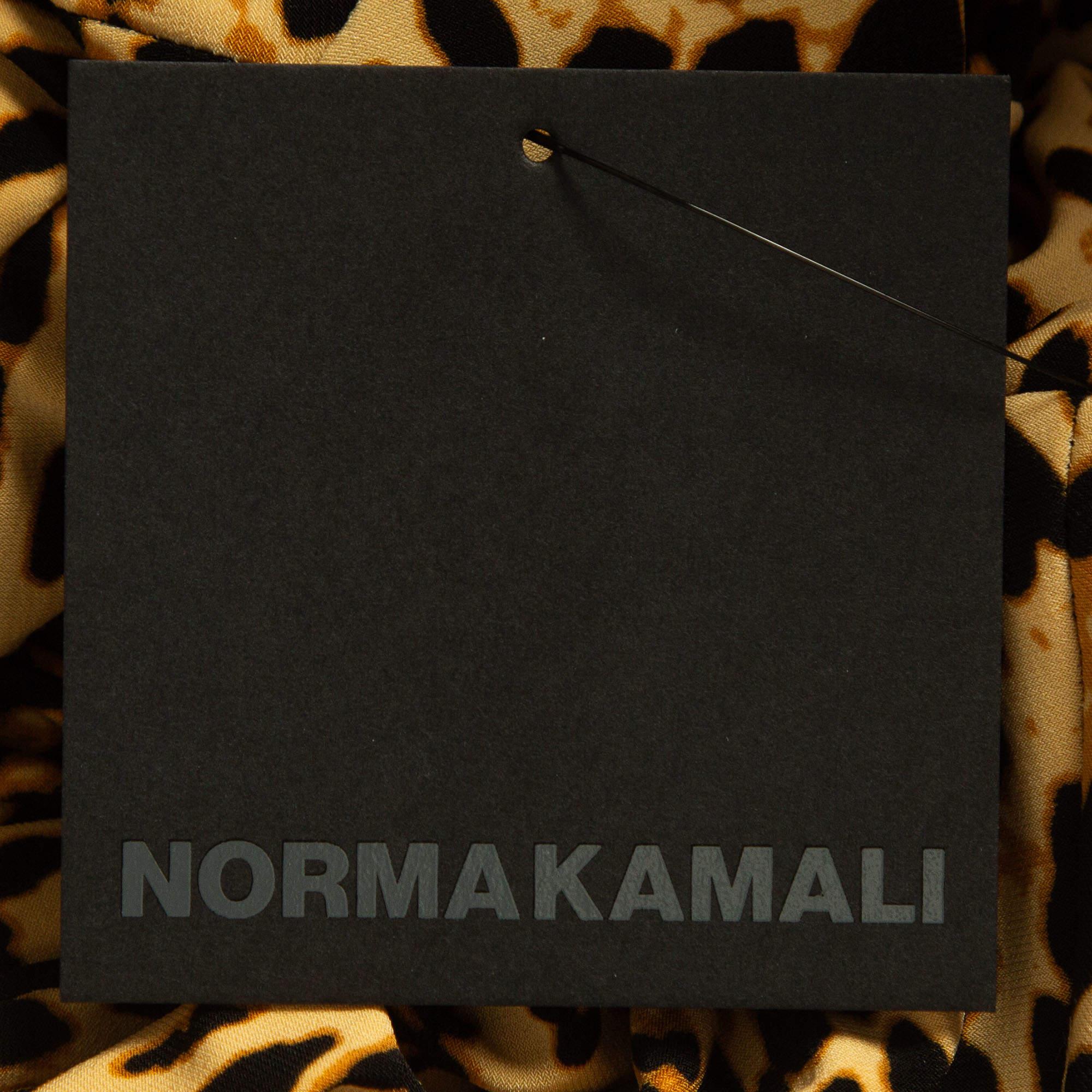 Norma Kamali Beige Leopard Print Stretch Knit High Waist Spat Leggings L For Sale 2