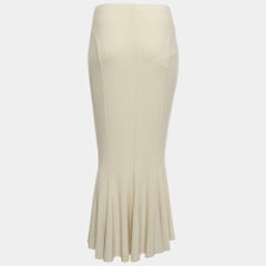 Norma Kamali Beige Stretch knit Fishtail Midcalf Skirt M