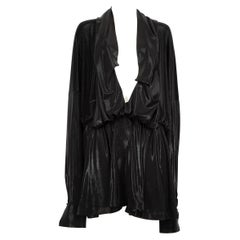 Norma Kamali Black Coated V Neck Long Sleeve Dress Size L