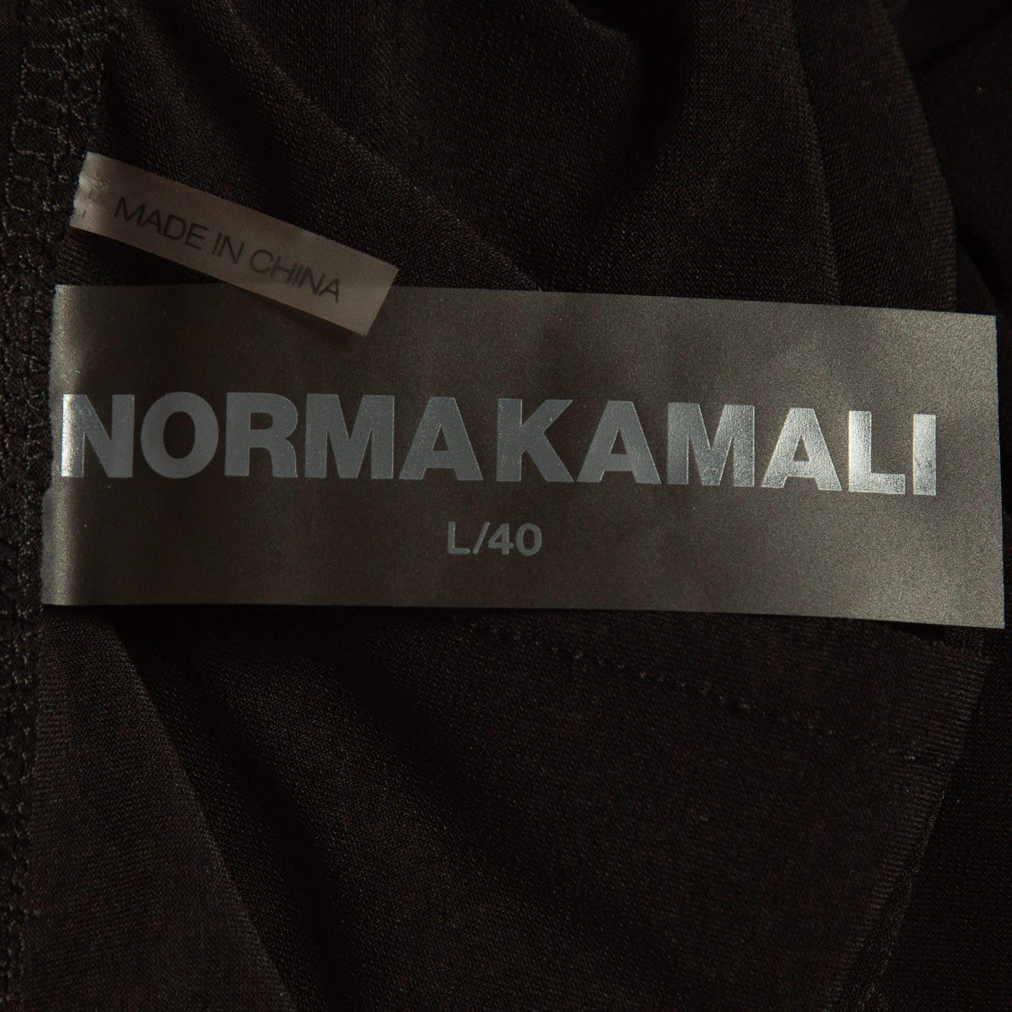 Norma Kamali Black Draped Jersey Long Sleeve Top L For Sale 1