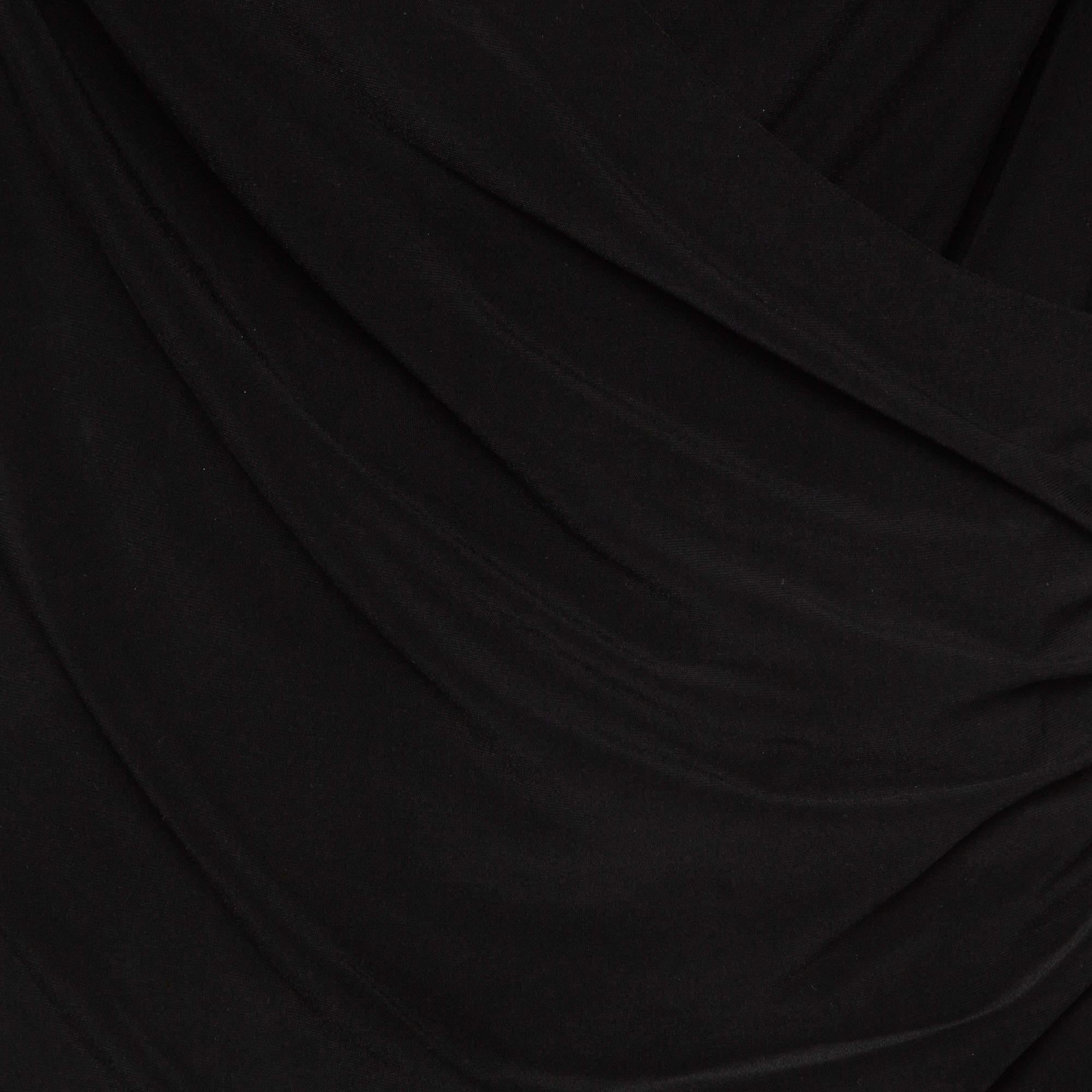 Norma Kamali Black Draped Jersey Long Sleeve Top L For Sale 2