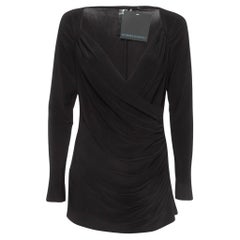 Norma Kamali Black Draped Jersey Long Sleeve Top L