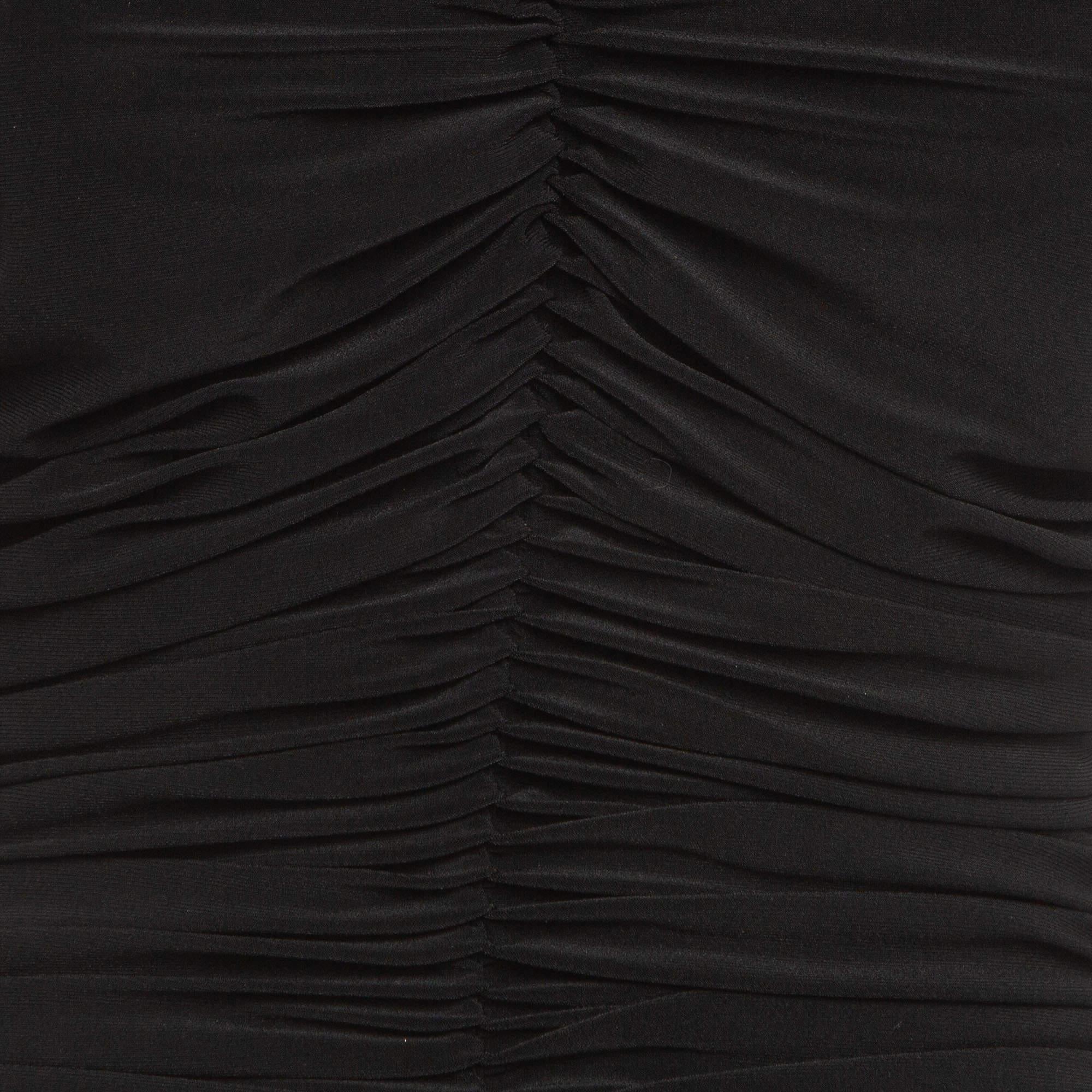 Norma Kamali Black Gathered Jersey Bill Mio Swimsuit XL In Good Condition In Dubai, Al Qouz 2