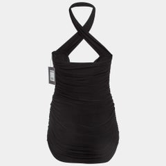 Norma Kamali Black Gathered Jersey Slinky Marissa Strapless Swimsuit XL