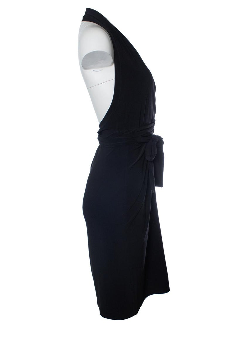 norma kamali halter wrap dress Norma Kamali L78155 Womens Black Halter Wrap Dress Size L/40