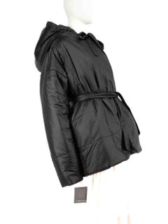 Norma Kamali Black Hooded Sleeping Bag Car Coat Size S
