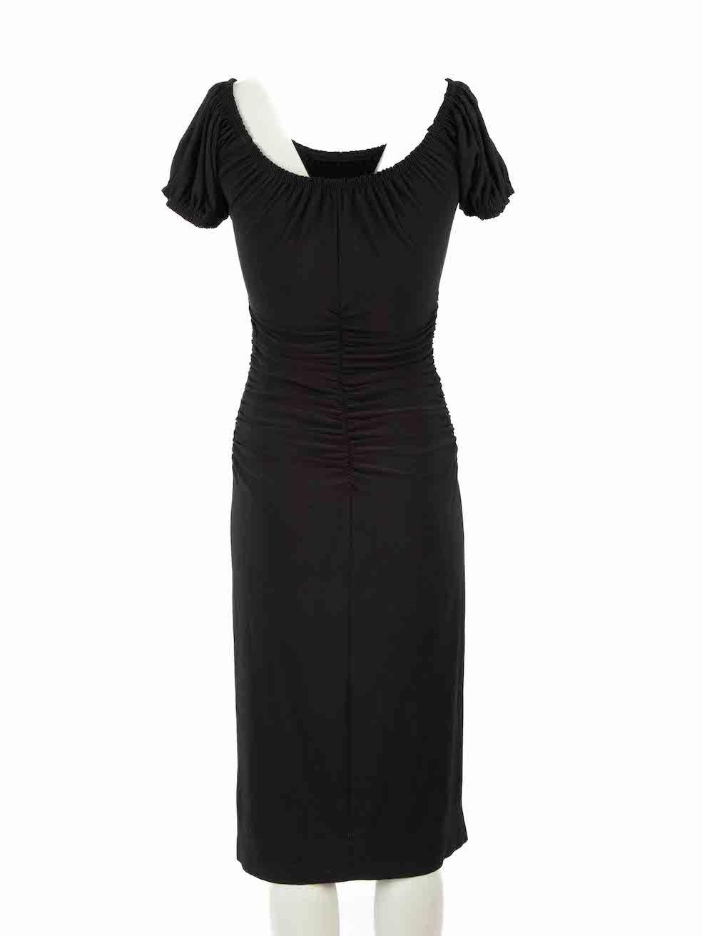Norma Kamali Black Off-Shoulder Ruched Dress Size XS In Excellent Condition In London, GB