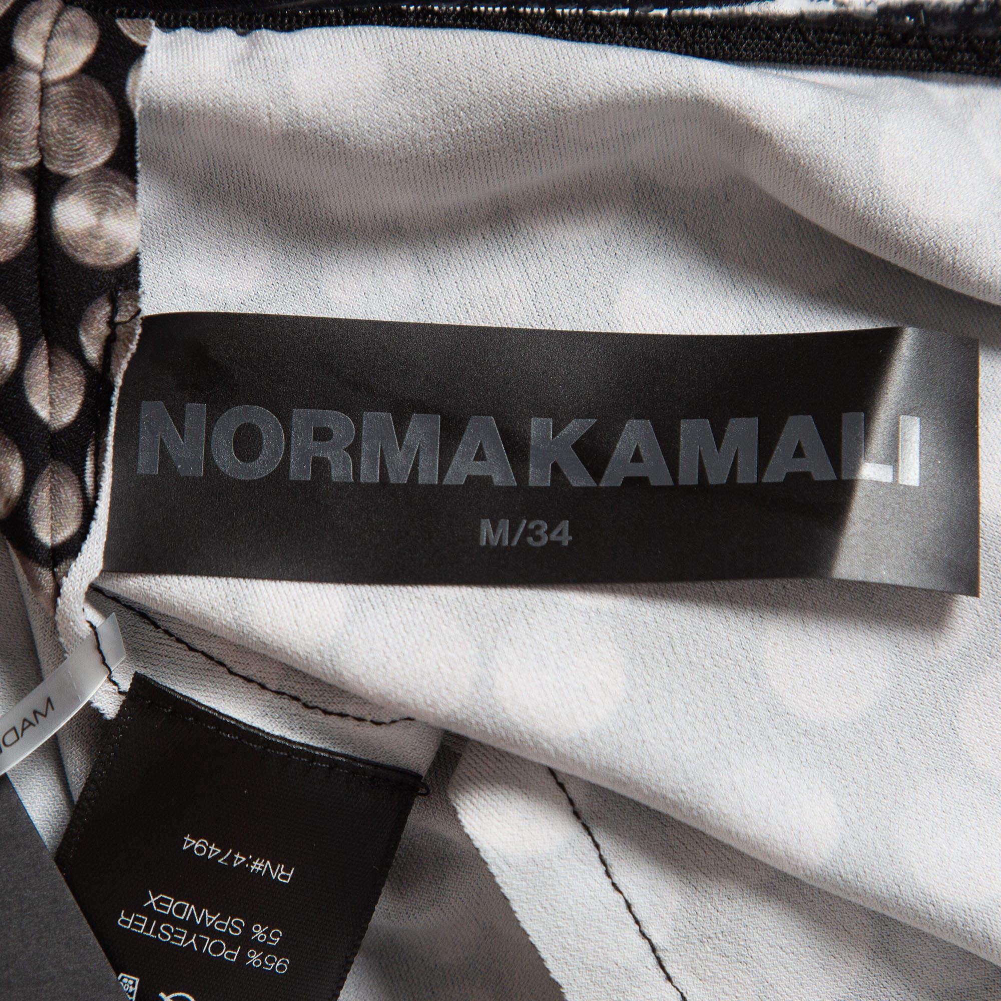 Women's Norma Kamali Black Print Stretch Knit Footie Leggings M For Sale