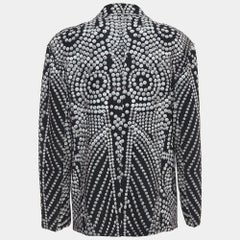 Norma Kamali Black Printed Lycra Single Breasted Straight Fit Jacket M