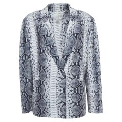 Norma Kamali Schwarzer Python-Druck Lycra Einreihige Straight Fit Jacke M