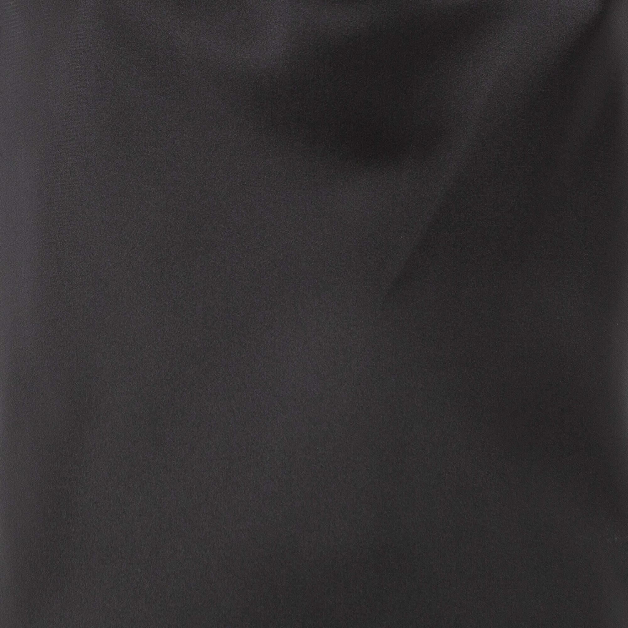 Norma Kamali Black Satin Cowl Neck Mini Dress L In Excellent Condition For Sale In Dubai, Al Qouz 2