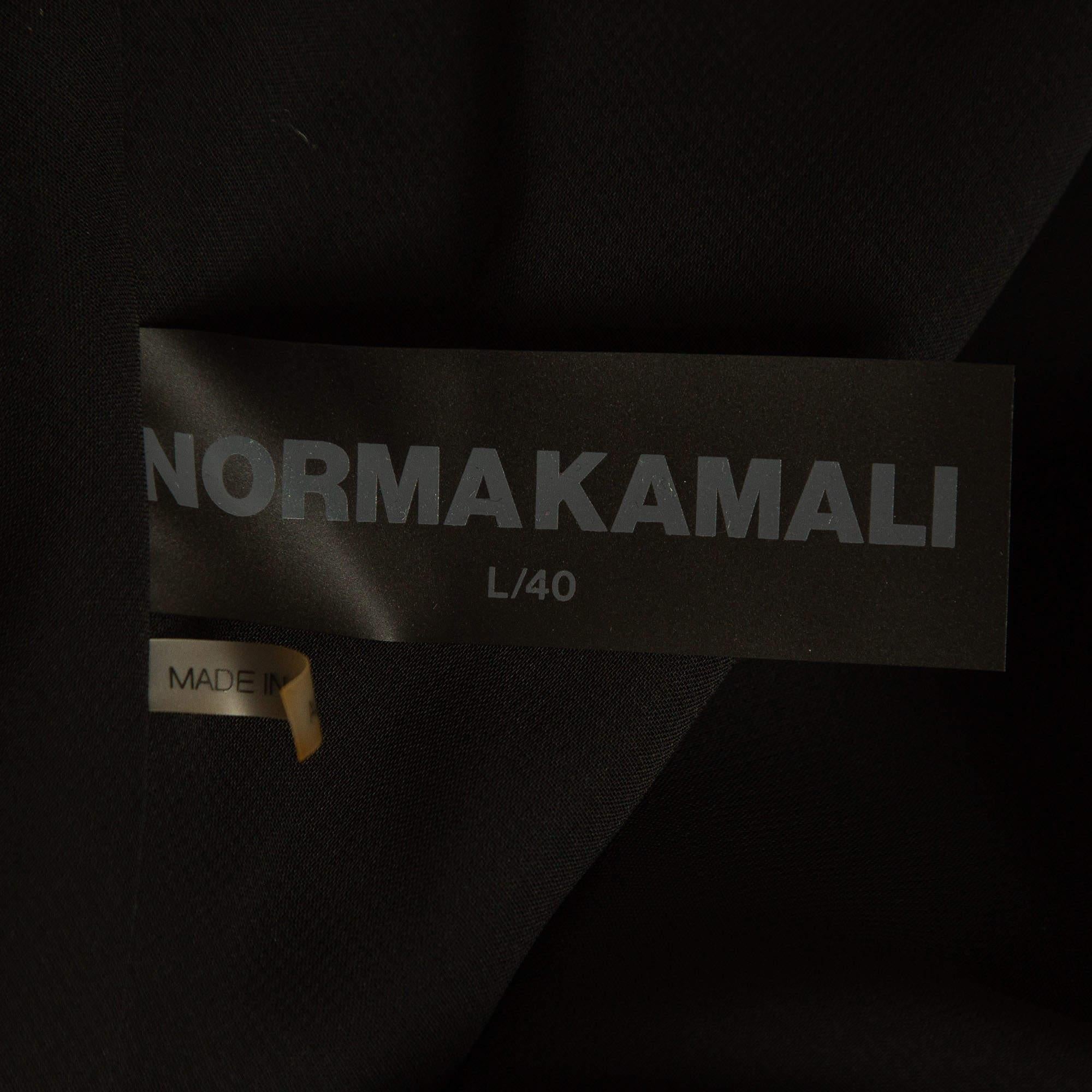 Norma Kamali Black Satin Cowl Neck Mini Dress L For Sale 2
