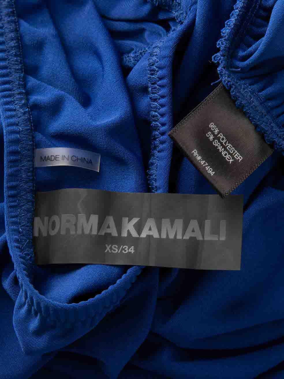 Norma Kamali Blaues gerafftes Kleid mit Neckholder-Ausschnitt Größe XS Damen im Angebot