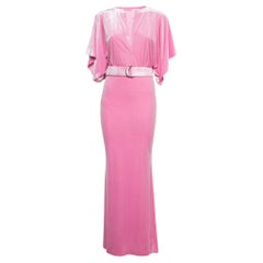 Norma Kamali Candy Pink Velvet Belted Obie Gown M