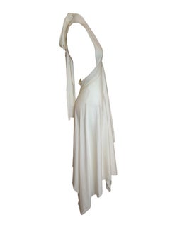 Norma Kamali Cream Jersey Halter Disco Dress, 1970s