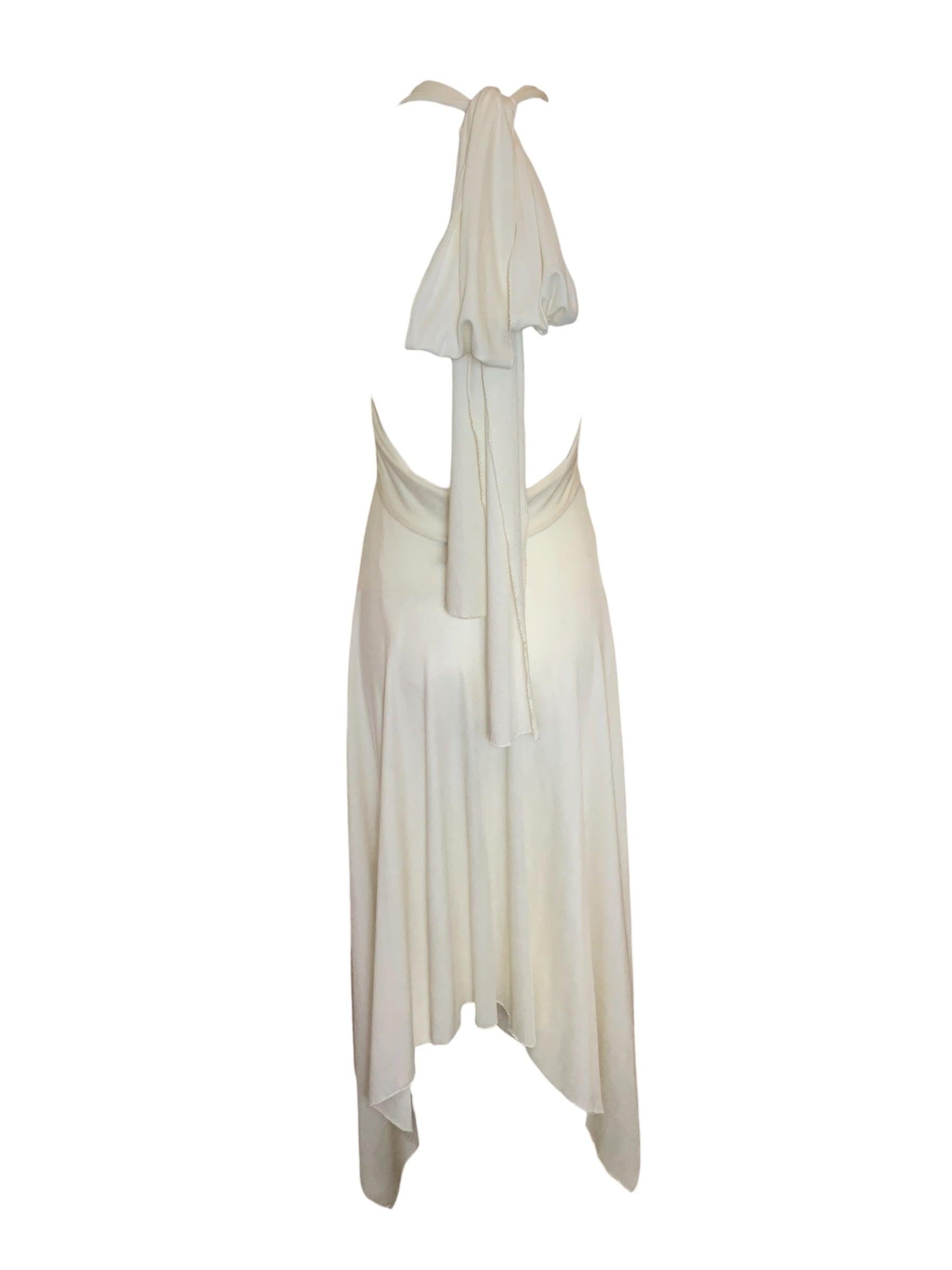 Gray Norma Kamali Cream Jersey Halter Disco Dress, 1970s For Sale