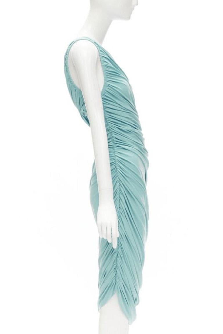 NORMA KAMALI Diana sky blue one shoulder ruched jersey bodycon dress XS In Excellent Condition For Sale In Hong Kong, NT