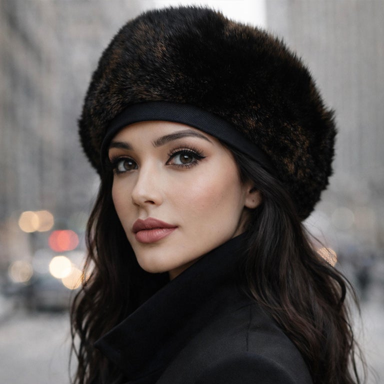 Vintage Norma Kamali OMO Black Faux Fur Sculptural Hat 1980s HTF Norma Kamali OMO Black Faux Shearling Fur Sculptural Hat  main image 4