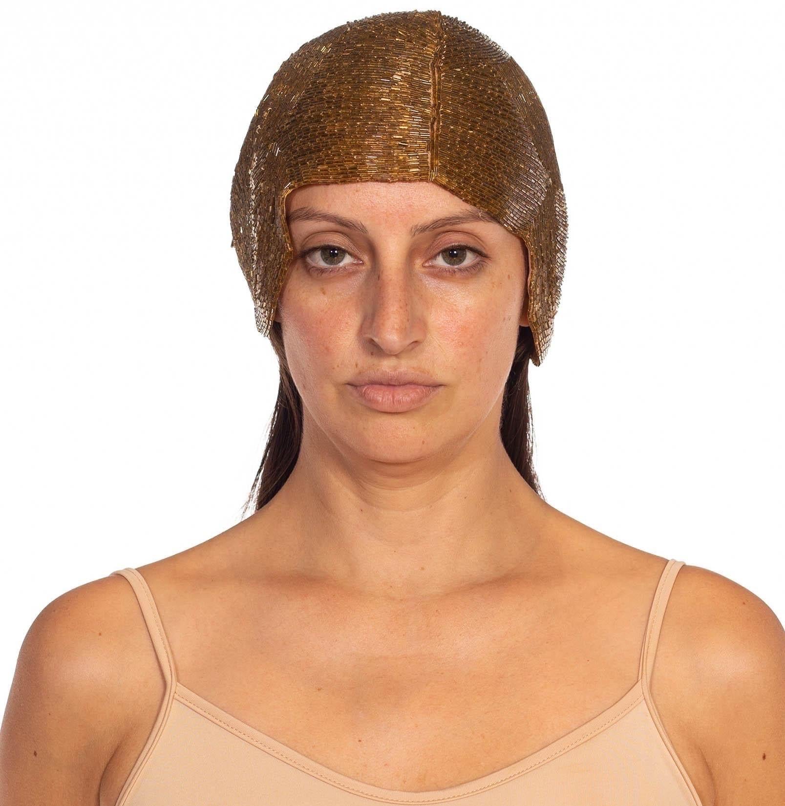 Norma Kamali Gold Beaded Headpiece For Sale 1