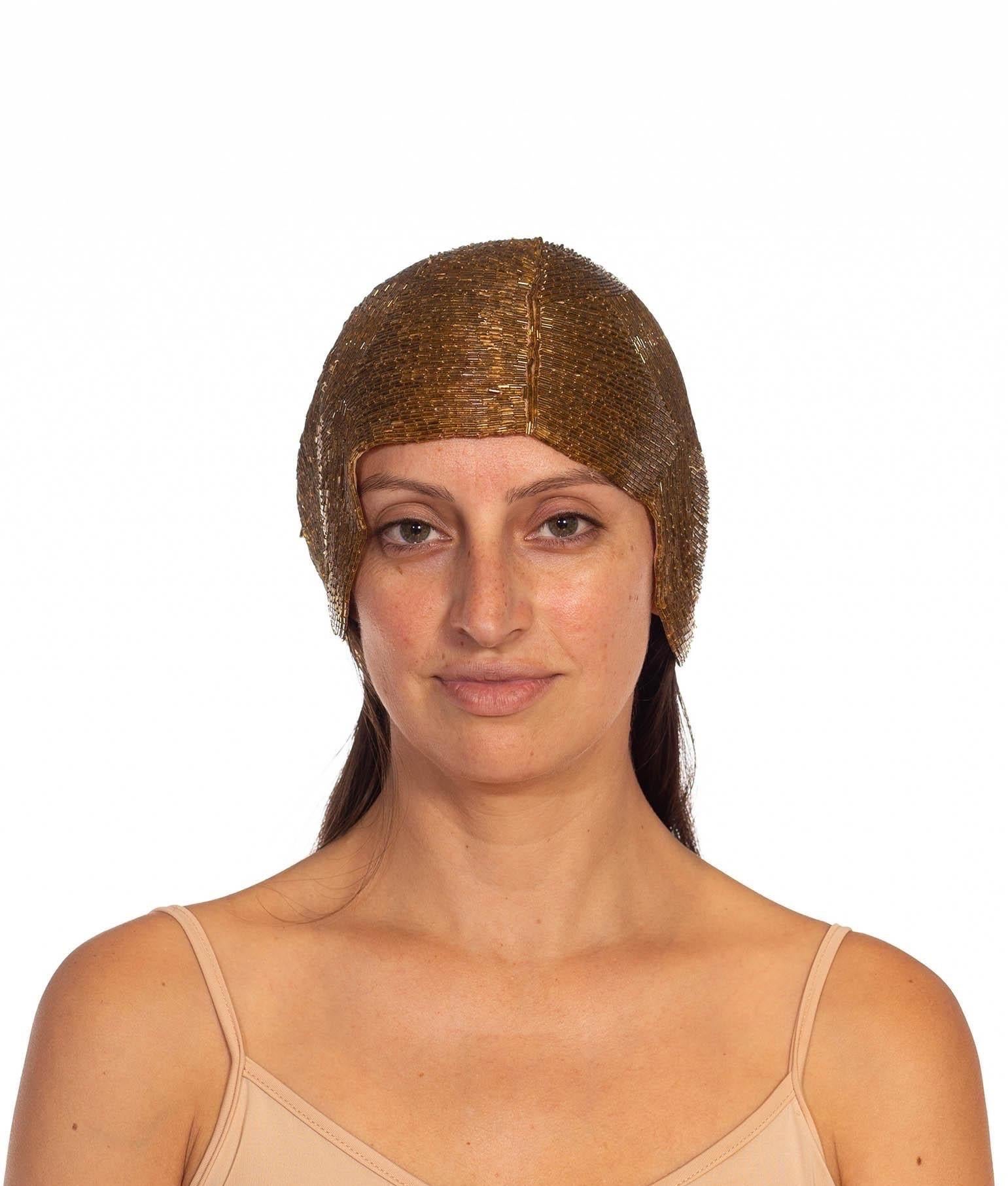 Norma Kamali Gold Beaded Headpiece For Sale 5