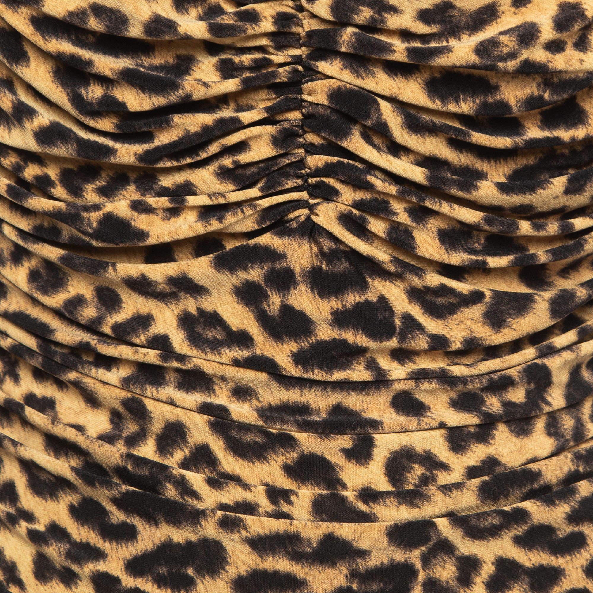 Brown Norma Kamali Gold Leopard Print Jersey Bill Mio Swimsuit XL